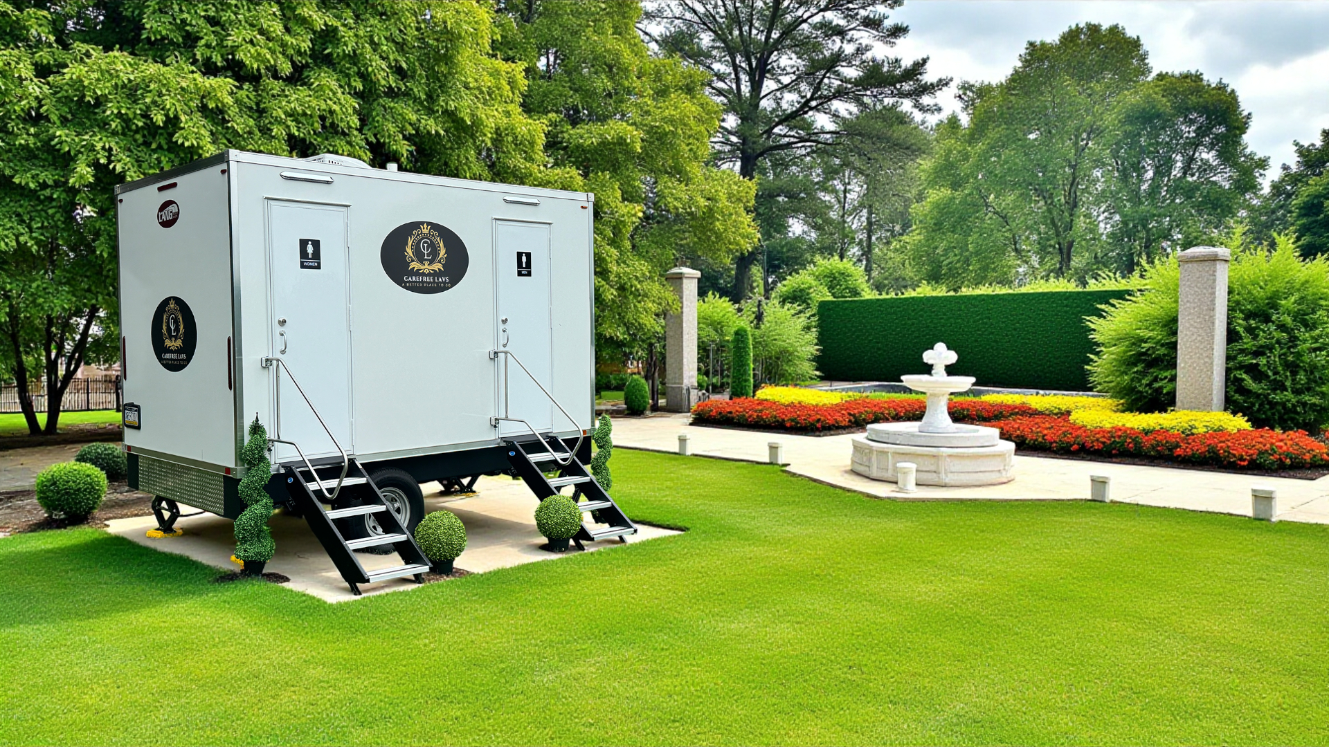 Carefree Lavs Luxury Restroom Trailer Rentals Philadelphia, Exton, Chester Springs, Pennsylvania 5-Station Exterior 6